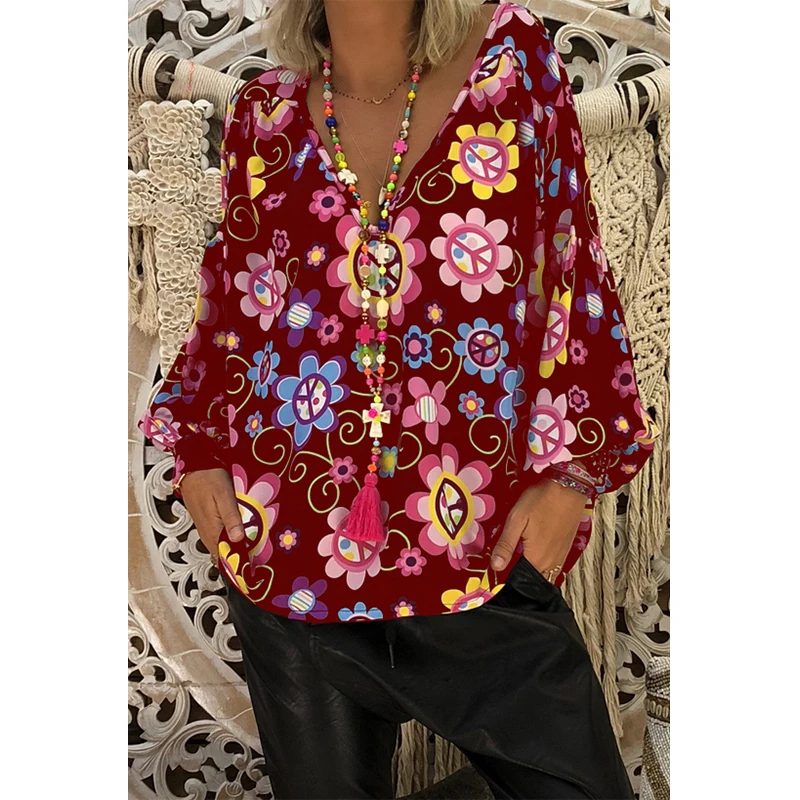 Женская футболка с длинным рукавом Taniafa повседневная Осенняя v-образным вырезом и