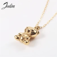 joolim jewelry pvd gold finish fashionable bear pendant necklace stylish stainless steel necklace