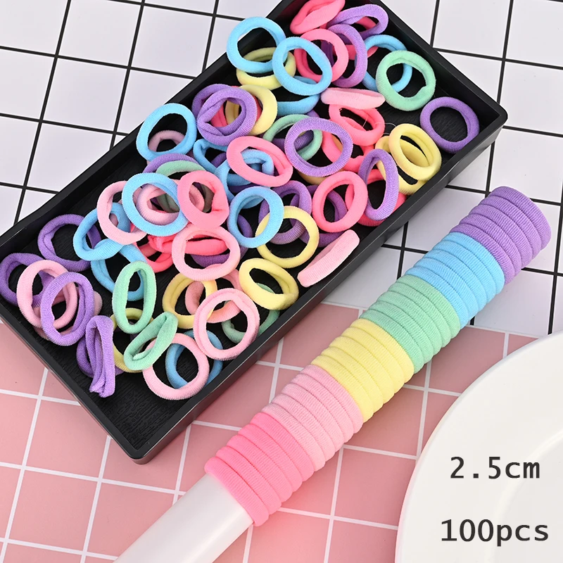 100 шт. Красочные эластичные резинки для волос девочек резинка повязка Детские