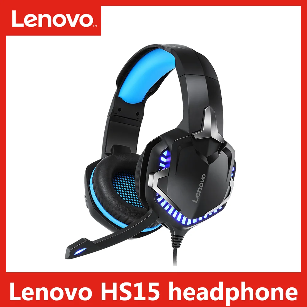 

Новейшая игровая гарнитура Lenovo HS15, проводные наушники с шумоподавлением 3,5 мм, стерео, объемный звук, 50 мм, звуковой сигнал, светодиодная под...