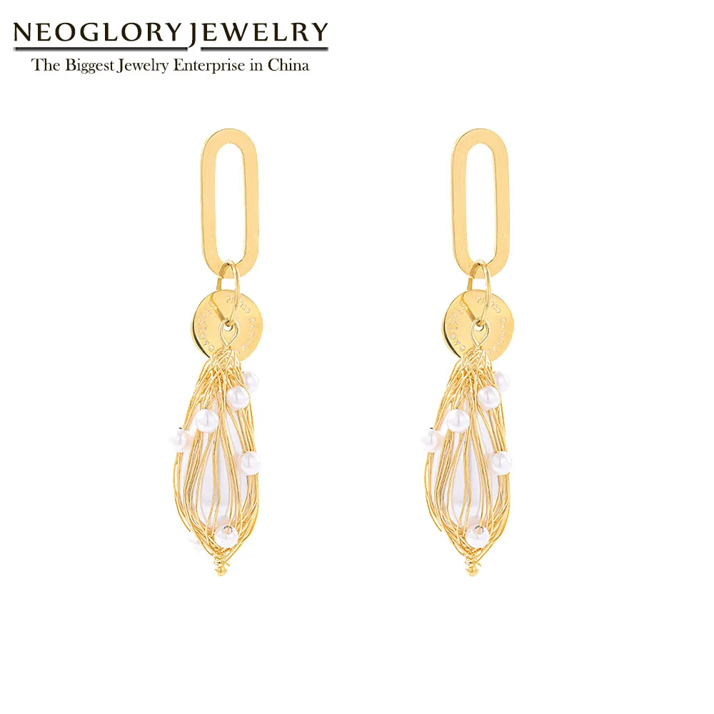 Женские длинные висячие серьги Neoglory ювелирные украшения ручной работы с