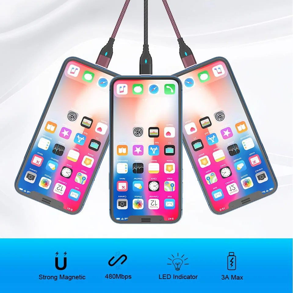 Магнитный кабель Venroii 3A Micro usb type C для быстрой зарядки type-C магнитное зарядное устройство для телефона USB C для samsung huawei P20 Xiaomi OnePlus