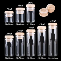 5pcs dia 30mm 10 50ml glass bottles glass jars with solid wood caps potion bottles spice jars wishing bottles for wedding favors