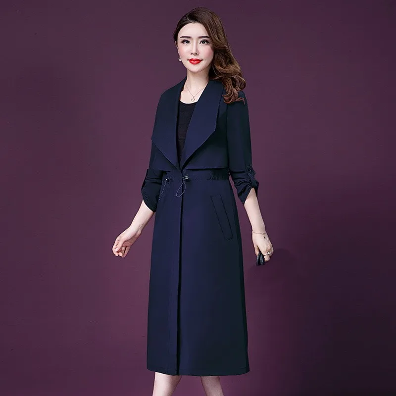 Brand new Fashion Fall Plus size 5XL Women Casual Cardigan Simple Classic Long Drawstring Trench coat Chic Female windbreaker |