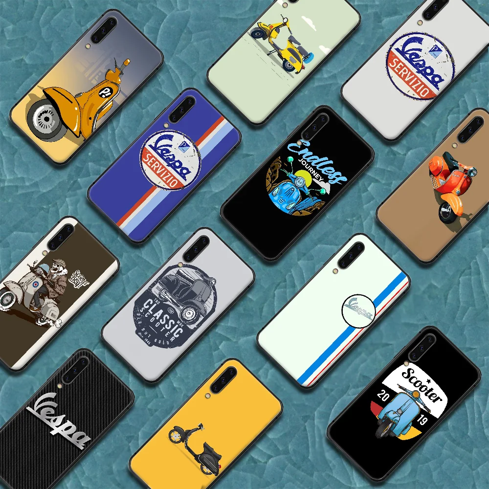 

Vespa Scooter Phone Case Cover For Samsung Galaxy A7 8 10 20 20e 21 30 30S 31 41 50 50S 51 70 71 91 black Back Painting Bumper