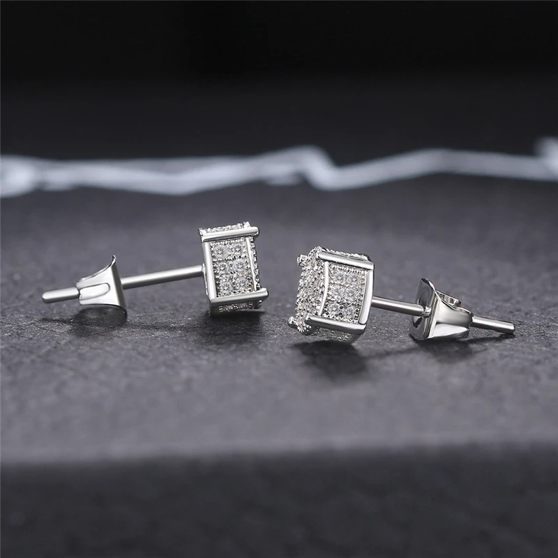 

Ailodo Cubic Zirconia Round Stud Earrings For Men Women Gold Silver Color Party Wedding Statement Earrings Fashion Jewelry Gift