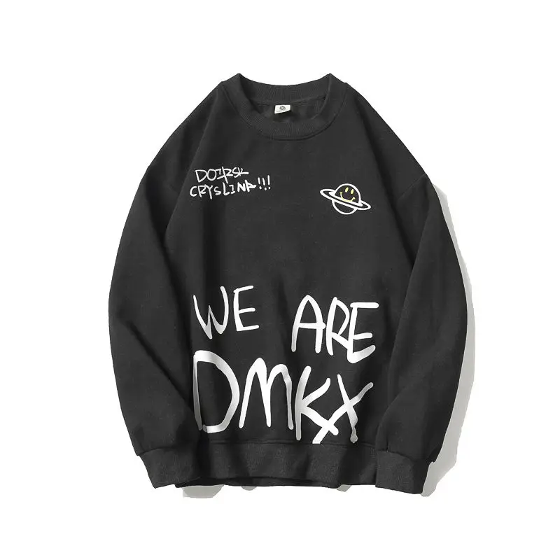 

2021 Spring And Autumn New Youth Popular Hong Kong Style Loose Large Size Printed Sweatshirt Fashion Casual Round Neck Pullover