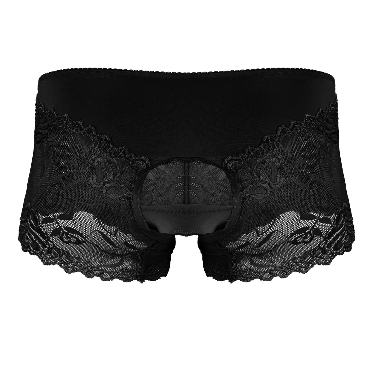 Мужские трусы бикини с высокой талией синие прозрачные кружевные сексуальные