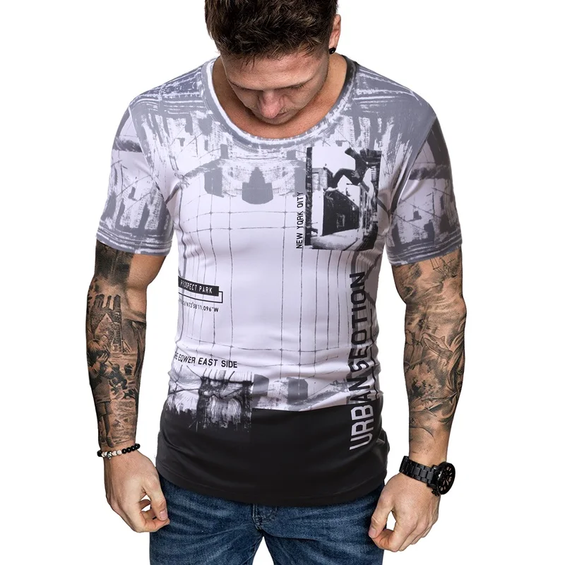 

T Shirt Men Short Sleeve Printed Casual Loose Fiting Tshirt Streetwear