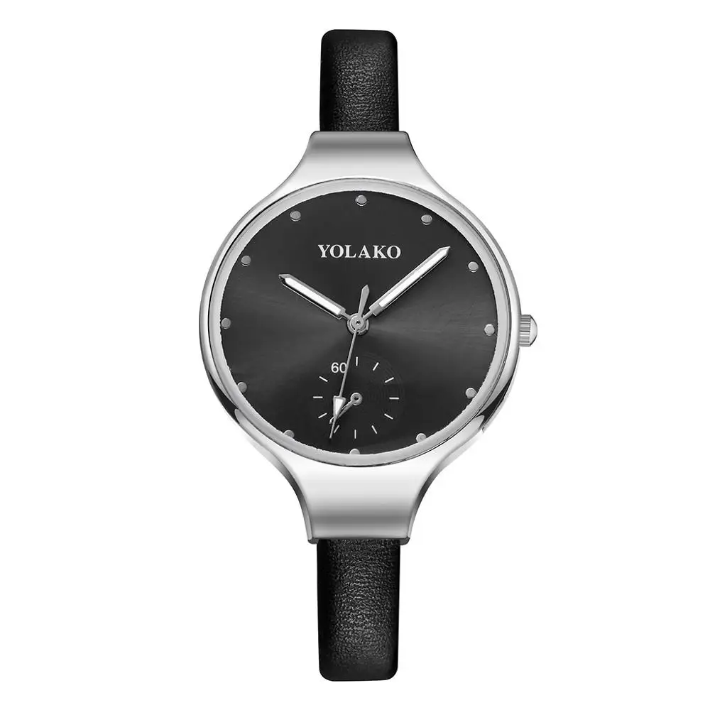 Silver black Роскошные женские модные часы-браслет, розовые женские кварцевые часы, новые качественные женские наручные часы, женские кожаные часы - Цвет: Silver black