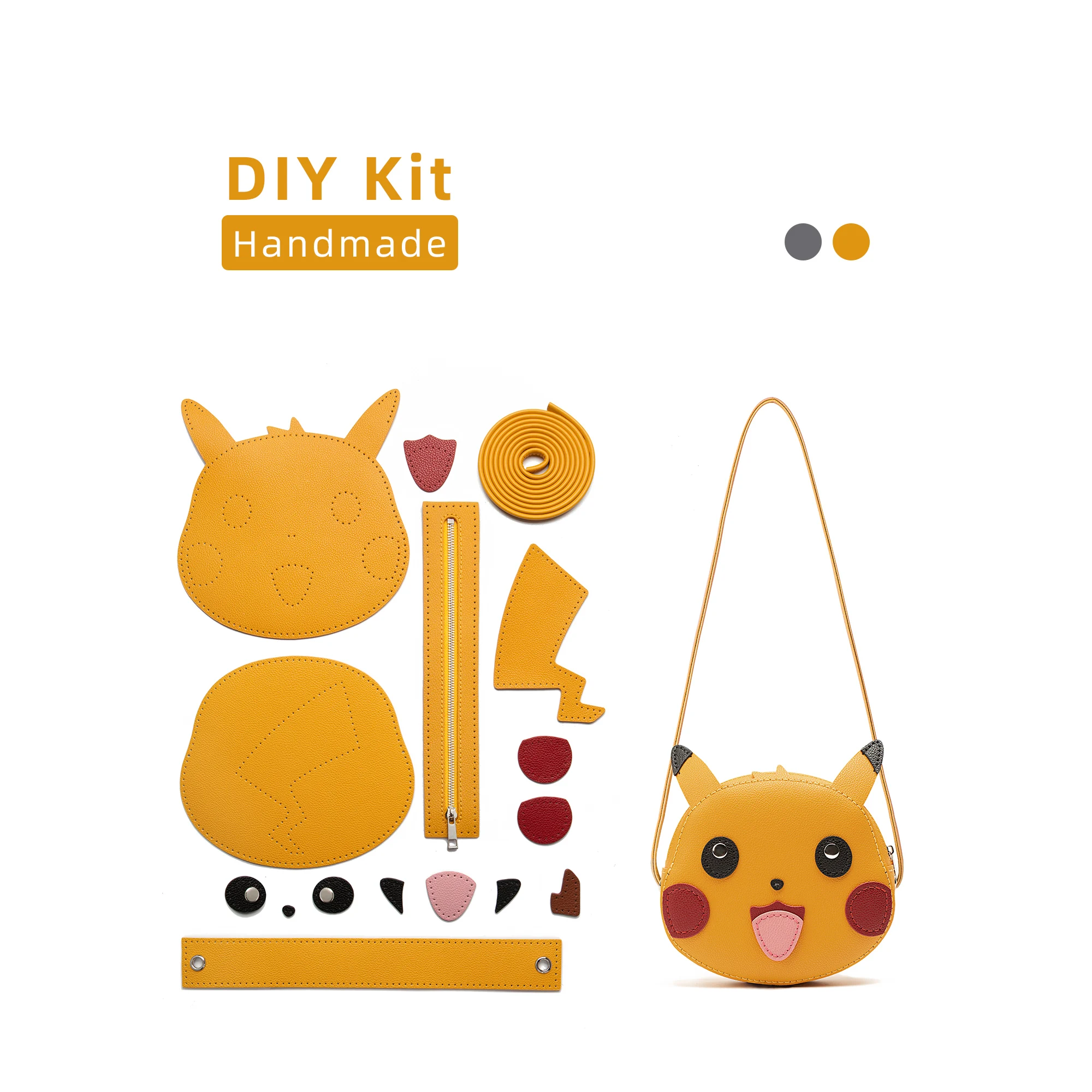 

Шитье рыбы 2021 S1 Новая мода DIY кожаный набор Милый Пикачу мультфильм ручной работы сумка через плечо DB623