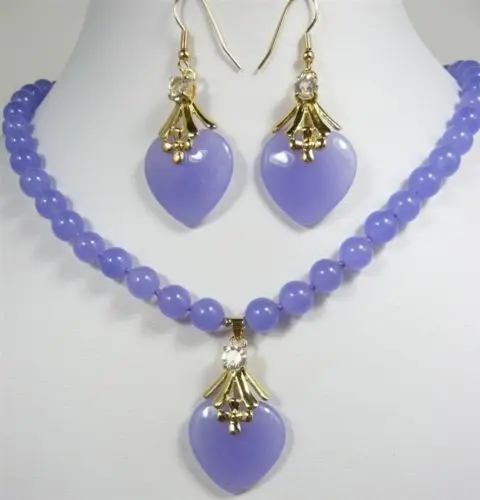 

noblest red green Purple jade Necklace heart-shaped pendant Earring set