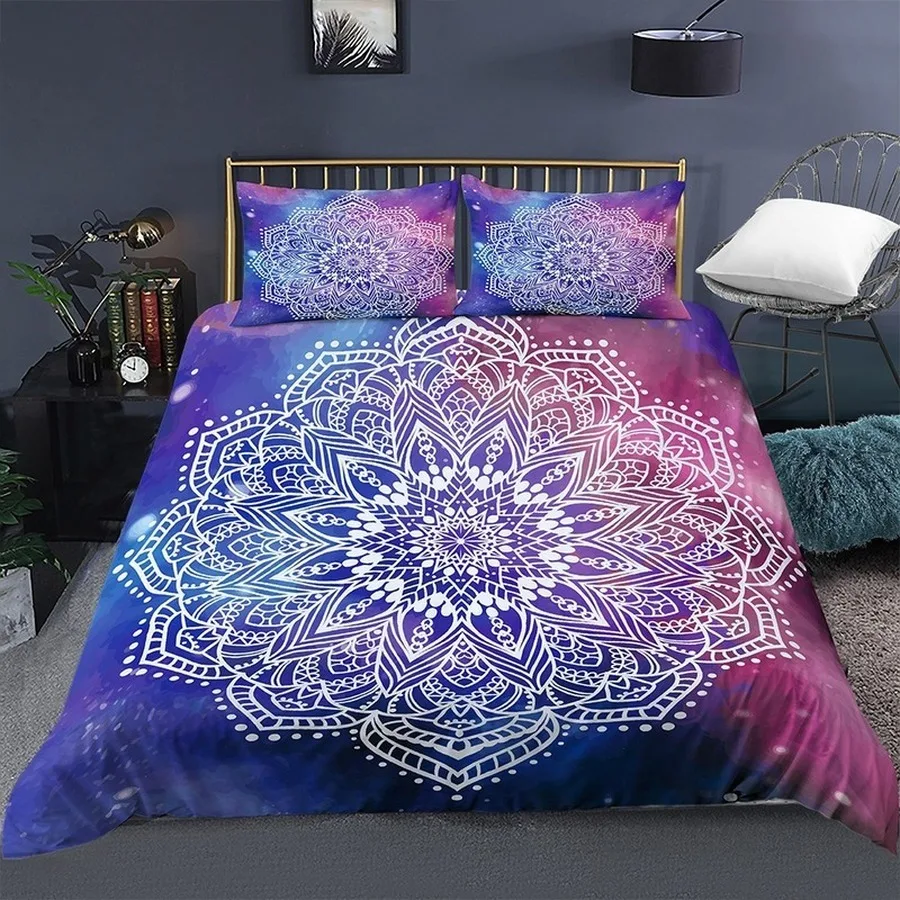 

Multi-colors 3D Digital Indian Ethnic Flower Bedding Set Mandala Duvet Cover Bohemian Comforter Bedspreads Bed Set Bedroom Decor