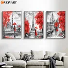 Красная абстрактная картина на холсте современный город Лондон настенное искусство Черный Белый настенный постер с зонтом цветочное украшение картина домашний декор