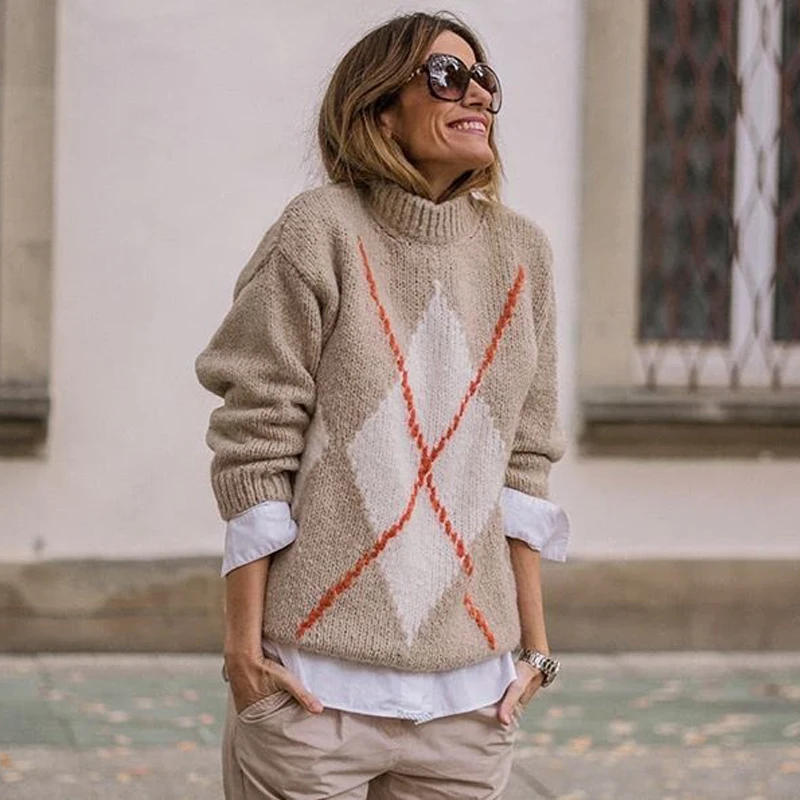 Женский свитер с круглым вырезом Katara зимний Повседневный свободный элегантный