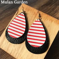 mg trendy zebra pattern genuine leather earrings for women water drop earrings fashion jewelry accessories gift hot sale 2019