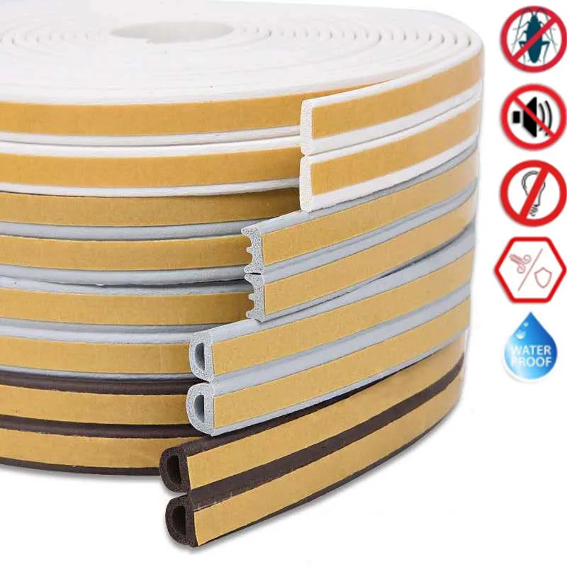 

10 meters DIPE self-adhesive door and window sealing strip glass window anti-collision rubber strip foam sound insulation strip