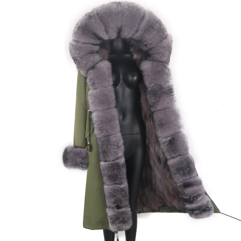 Women Winter Natural Fur Jacket Real Fox Fur Coat X-Long Waterproof Parka Fashion Thick Warm Outerwear Fashion Streetwear enlarge
