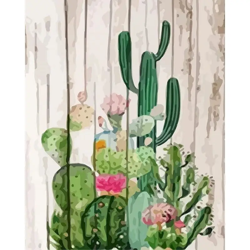 

GATYZTORY Paint By Number Cactus Hand Painted Paintings Art Drawing On Canvas Gift DIY Pictures By Numbers Kits Home Decor