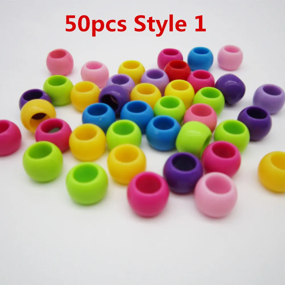 50pcs Style 1 20 шт-100 шт цветные вязанные крючком женские детские косички для девочек, косички для волос, страшные бусины, кольца для зажимов, аксессуары для волос - Цвет: 50pcs Style 1