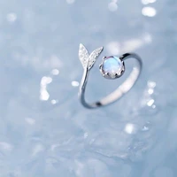 fashion and popular temperament wild mermaid foam ring women party holiday gift glass fish tail opening ring jewelry accessories