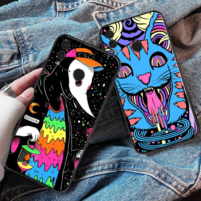 

Colourful Psychedelic Trippy Art Phone Case For Huawei Honor 7X 8X 8C 9 V9 9X 10 V10 10i V20 30 Lite Mandala Chakra Yoga Coque