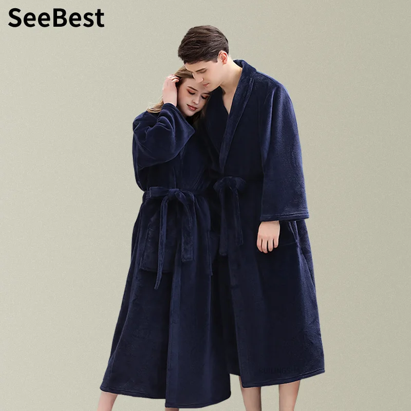 SeeBest толстые женские пижамы набор Мужская пижама банный халат Женская домашняя одежда зима Bademantel халат Badjas Peignoir Femme кимоно