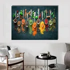 Настенное искусство, красочный постер с пряностями и ложкой, Картина на холсте, HD-печать, натюрморт, картина для украшения кухни, ресторана, Куадрос