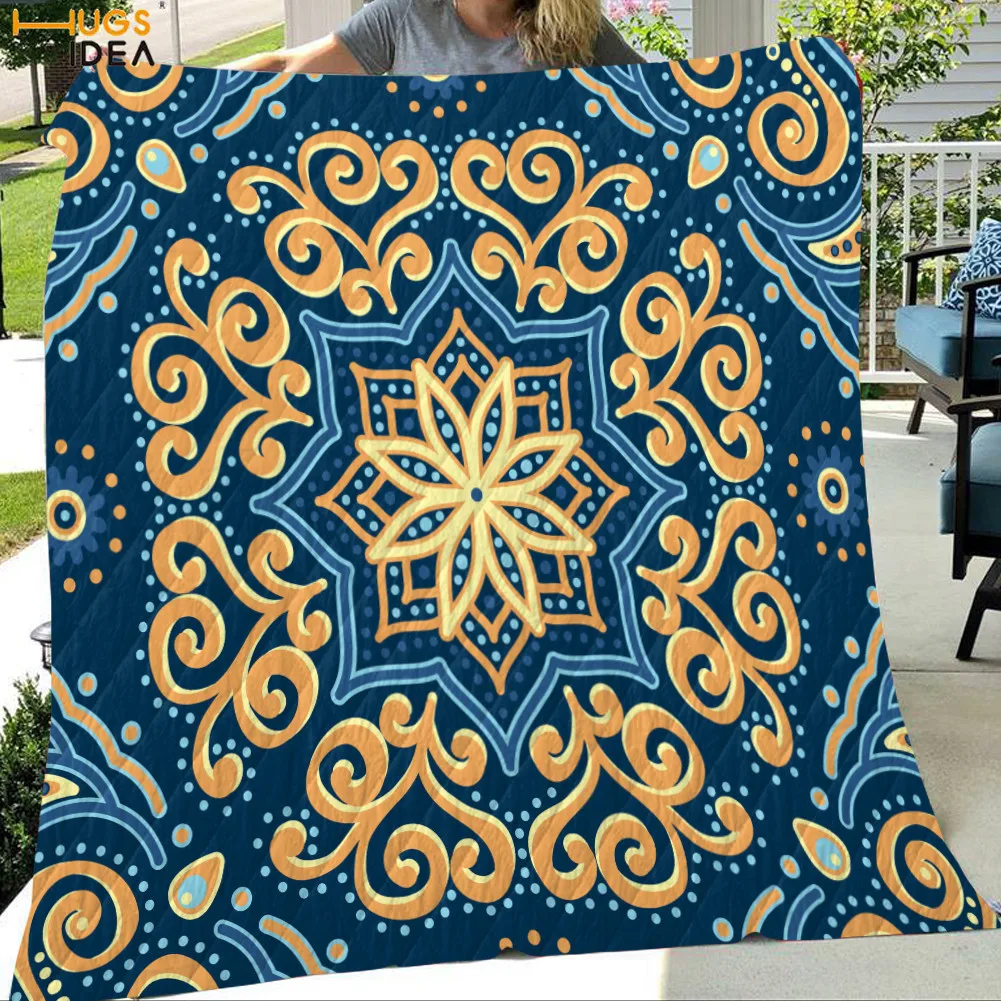 

HUGSIDEA Tribe Mandala Artwork Pattern Premium Quilt Home Textile Air Conditioning Warm Comfortable Sofa Couch Nap Quilts New