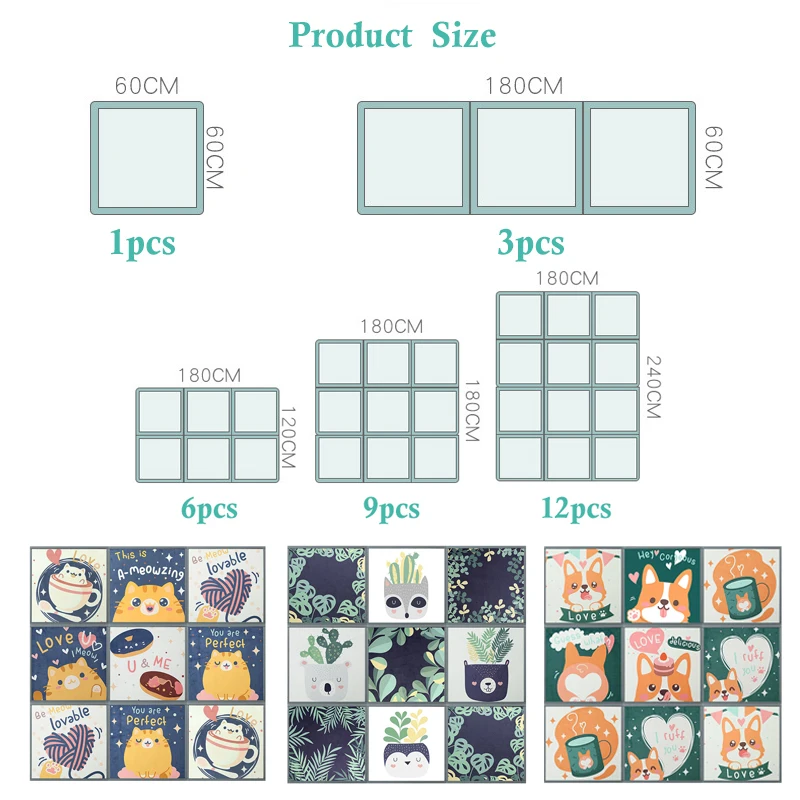 Утолщенный детский коврик пазл 2 см для ползания обучающий детской комнаты