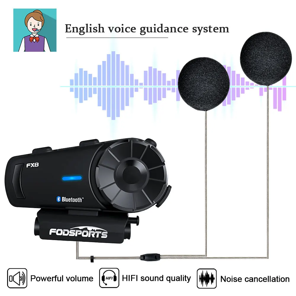 2шт Fodsports Fx8 Bluetooth Интерком Мотоциклетный шлем Беспроводной наушник BT Интерфон FM