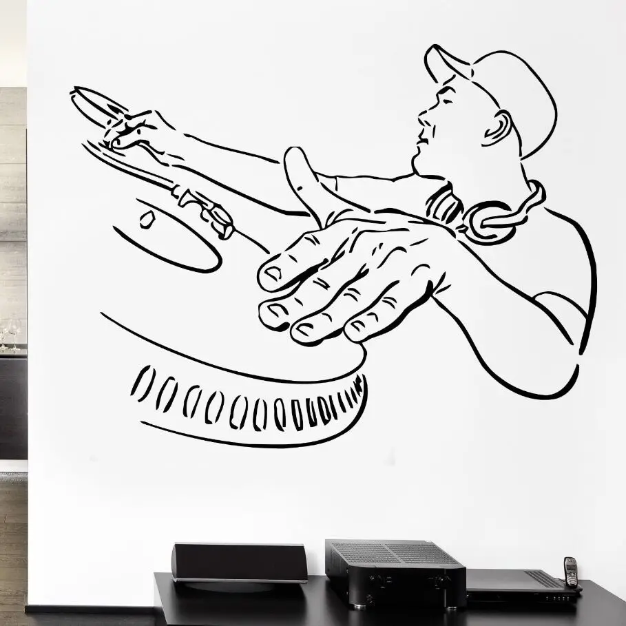 Ночной бар Dj плеер Наклейка на стену Декор классная музыка мальчик виниловые