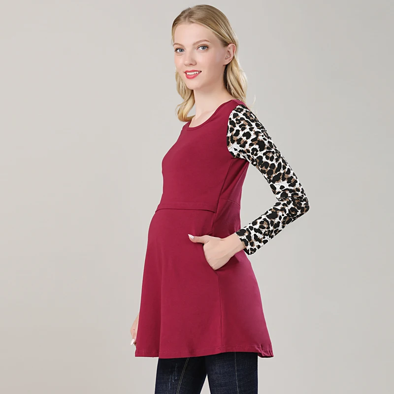 Emotion Moms/Хлопковая весенняя длинная одежда для беременных; топ для кормления грудью; топы для беременных женщин; Футболка для беременных