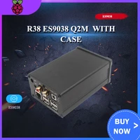 r38 es9038 q2m digital broadcast network player raspberry pi dac i2s 384k dsd 128 with case for raspberry pi 3b3b4b
