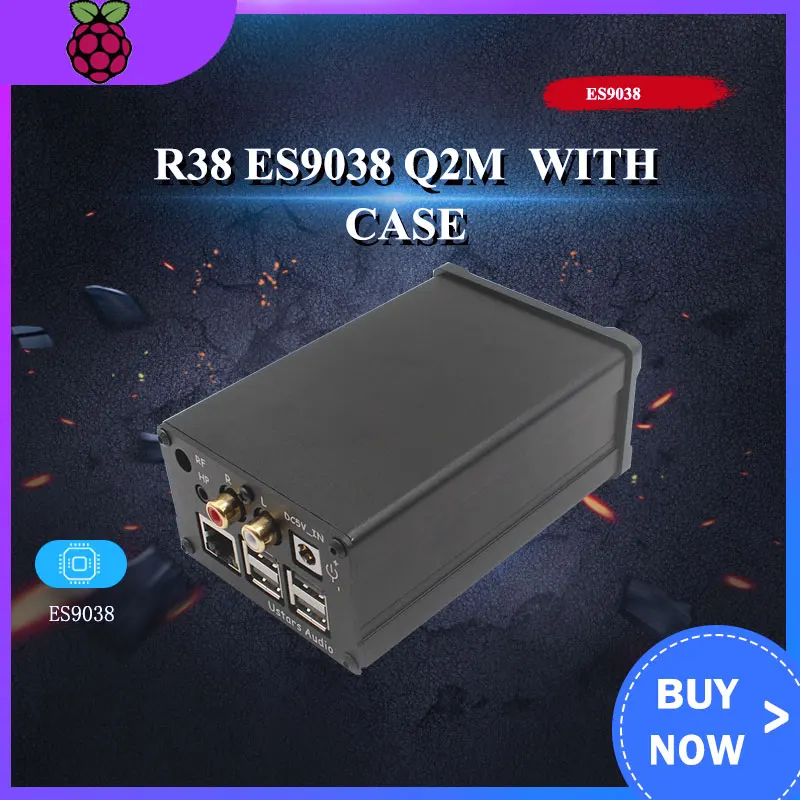 R38 ES9038 Q2M цифрового вещания сетевой плеер Raspberry Pi DAC I2S 384K DSD 128 с чехол для pi 3B/3B