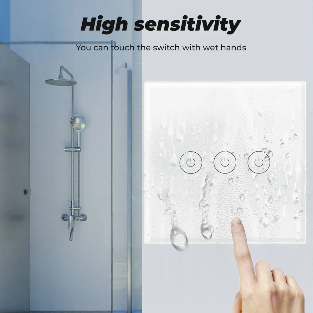 

SMATRUL 1 2 3 Gang No Neutral Wire Touch Wall Switch Light LED Lamp Power Crystal Glass Screen EU UK Standard Sensor On Off 220V