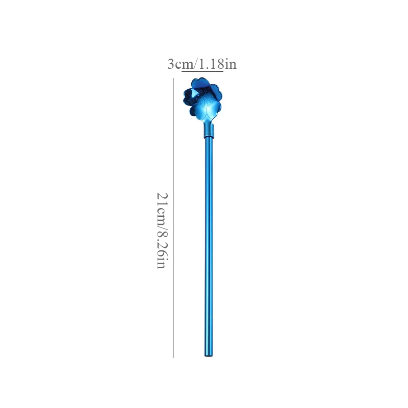 

1PC Colorful Reusable Drinking Straws Spoon Stainless Steel Metal Straws Cocktail Stirring Spoon Bar Milk Coffee Stirring Tools
