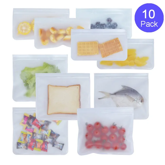 5 Large and 5 Small Силиконовые контейнеры для хранения продуктов, многоразовая морозильная сумка для закусок, фруктов, ланча, герметичная коробка Bento, одобрено FDA, BPA бесплатно - Цвет: 5 Large and 5 Small