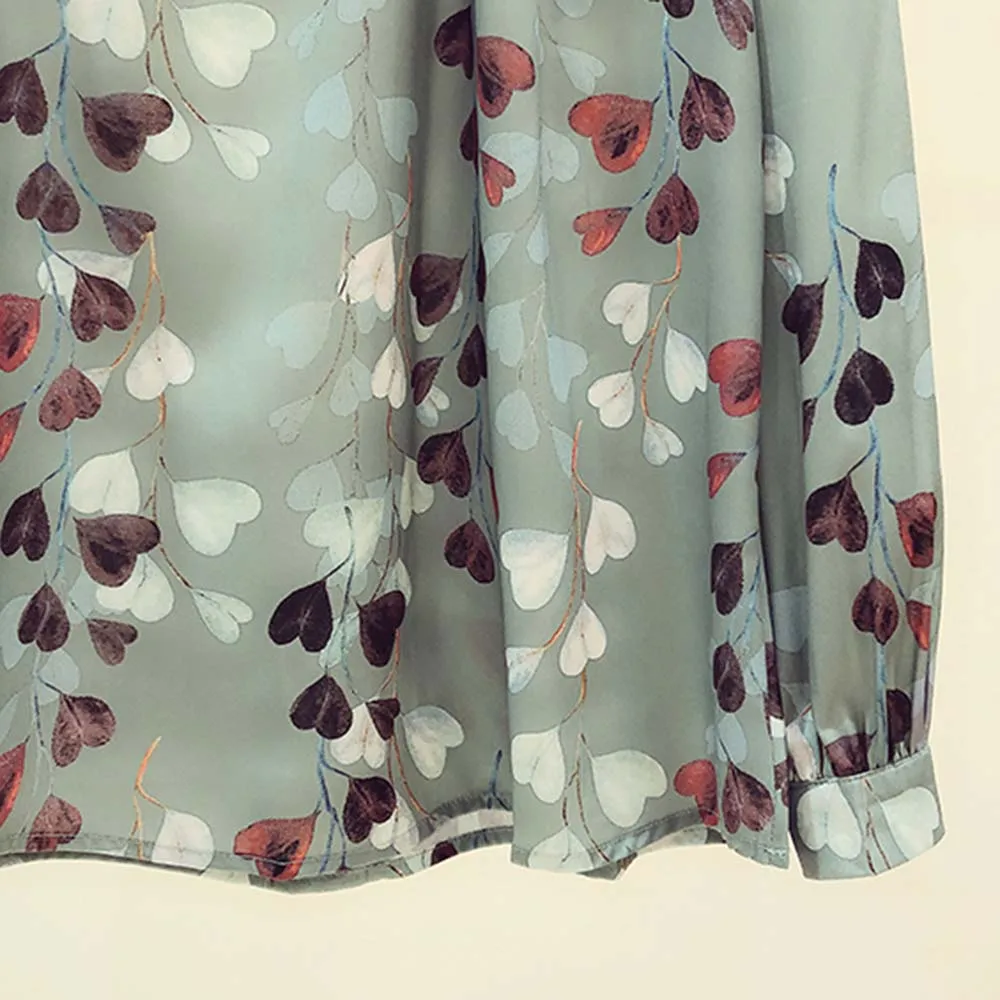 

Blouse 2021 Spring And Autumn New Style Hong Kong Style Print Hit Color Light Mature Long-sleeved Shirt Ladies Design Niche