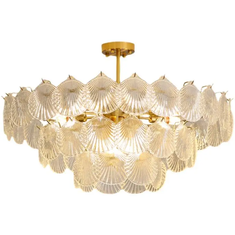 

Nordic Luxury Shell Chandeliers Crystal Chandeliers Living Room Atmosphere Lighting Restaurant Hotel Lobby Decoration