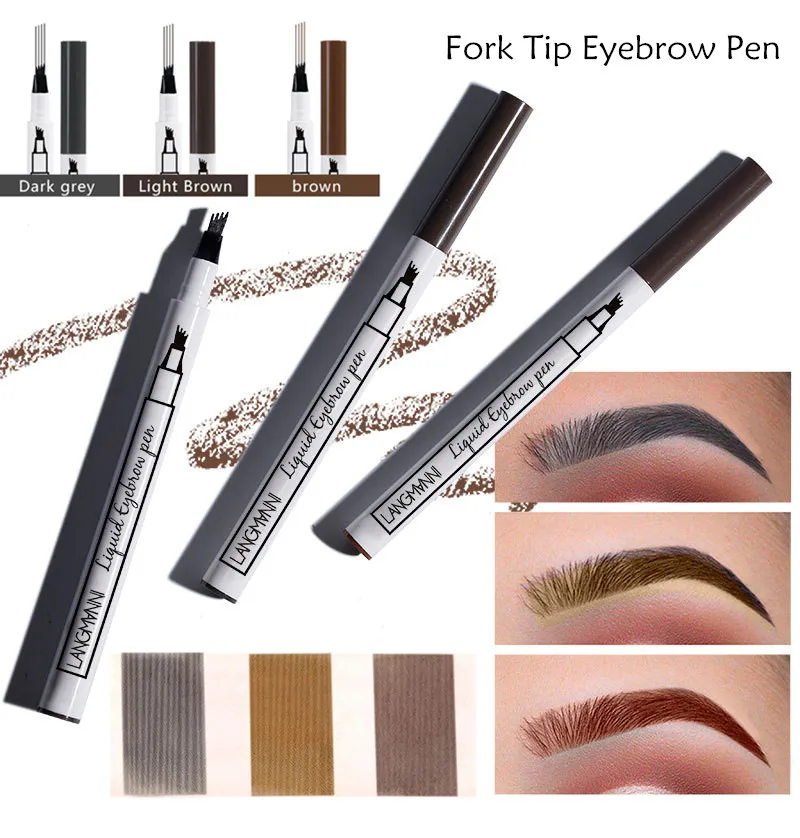 2018 модный карандаш для татуажа бровей с 4 головками микроблейдинг ручка оттенок