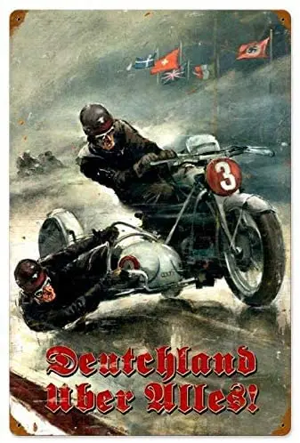 

Maizeco Retro German Motorcycle Beer Shop Coffee Garage Home Man Cave 12 x 16 Inch Metal Tin Signs Wall Decor