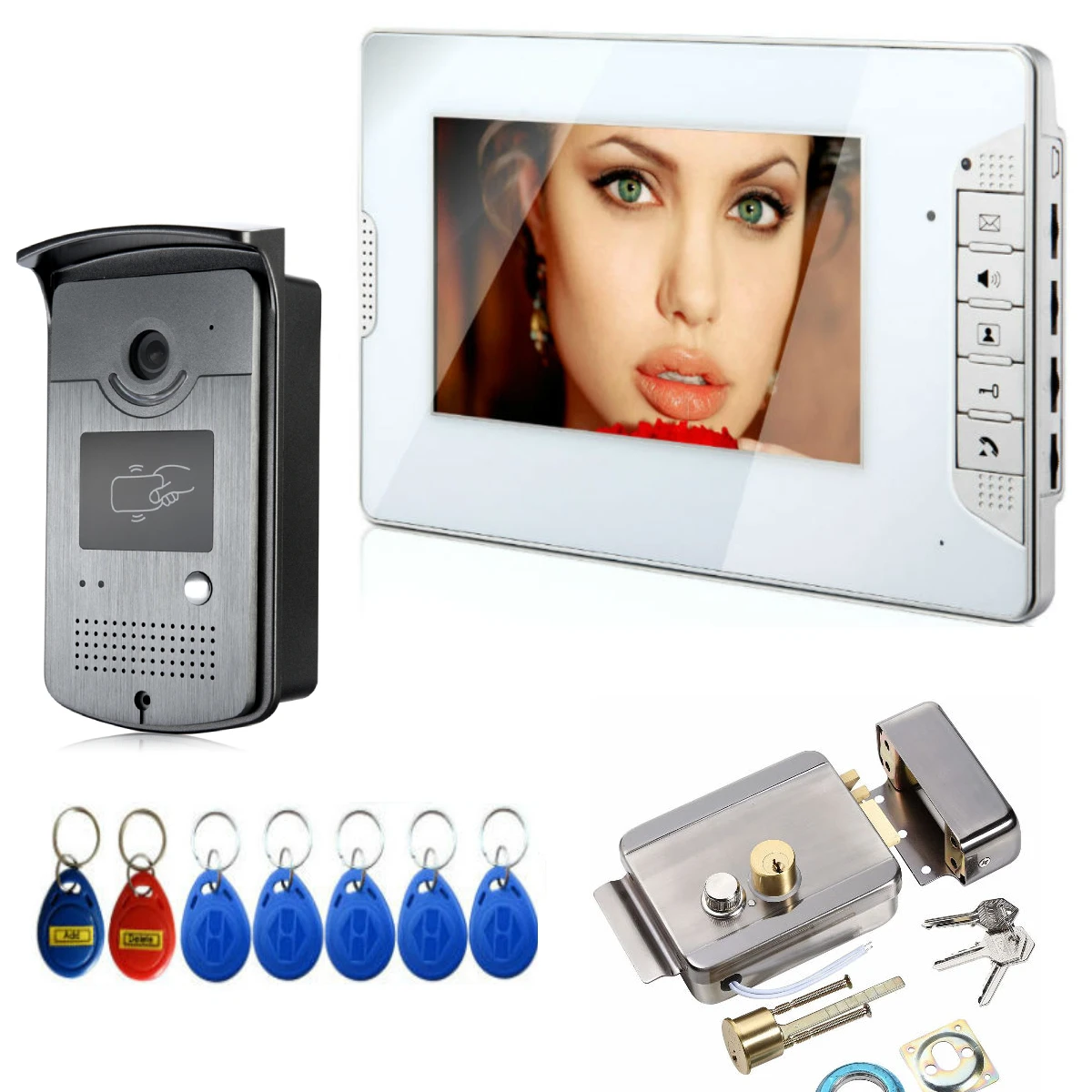 Video Door Intercom 7''Inch Wired Video Door Phone Visual Video Intercom System Doorbell Monitor Camera Kit For Home Security