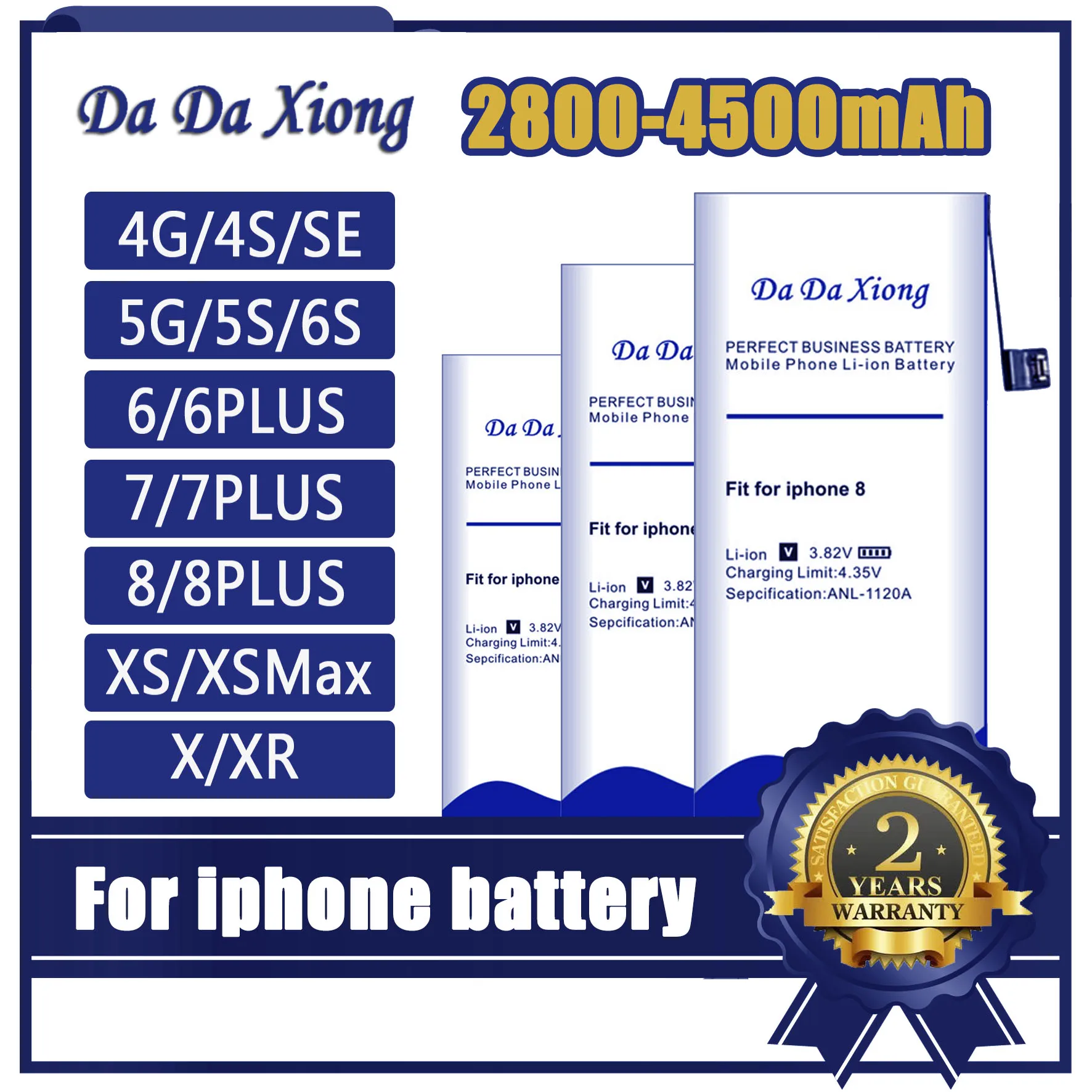 

100% New Real Capacity Zero Cycle Battery For iPhone 6 6S 5 8 5S 4 4S 5C SE Iphone6 7 Plus X XS XR MAX