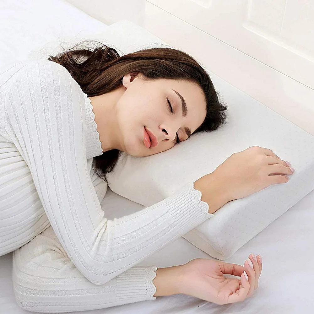 Подушка из хлопка с эффектом памяти и наполнителем для сна ортопедическая