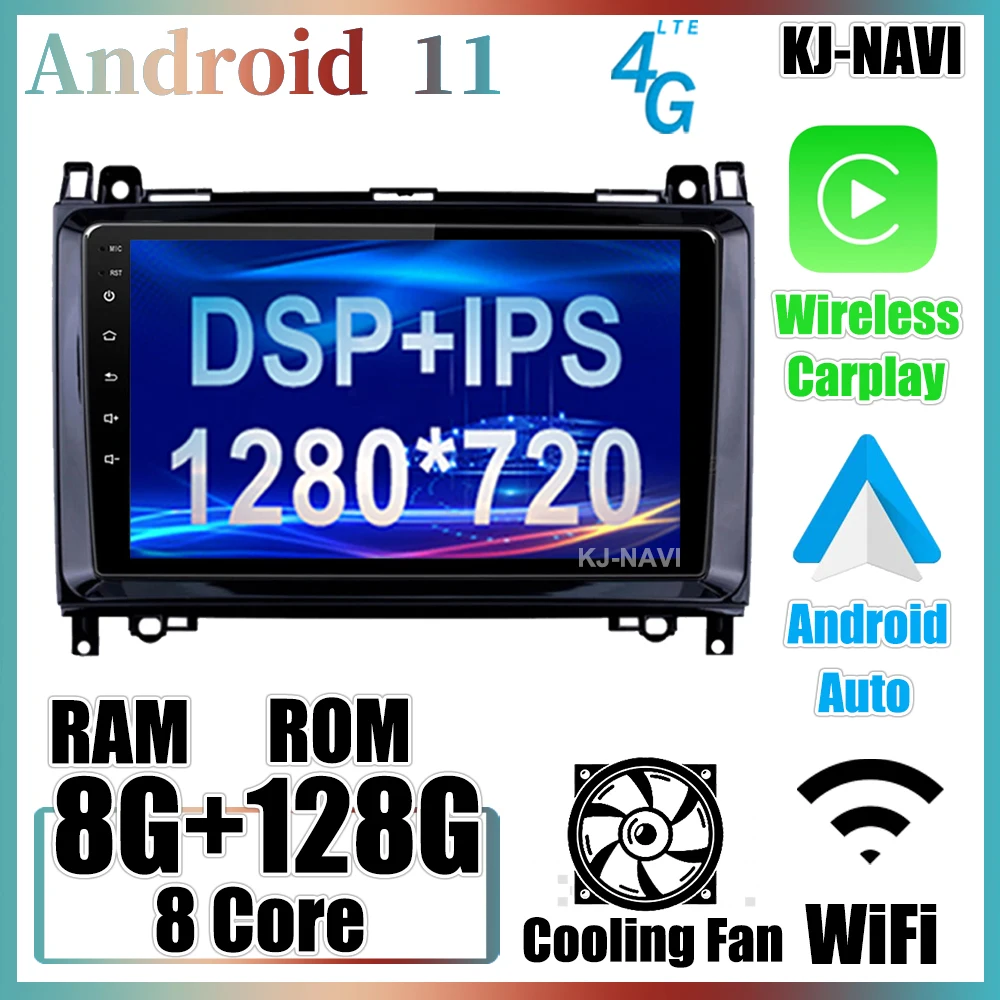 

4G LTE WIFI For Mercedes Benz B200 W169 W245 Viano Vito W639 Sprinter W906 DSP Carplay Android11 Car Radio Stereo Player GPS IPS