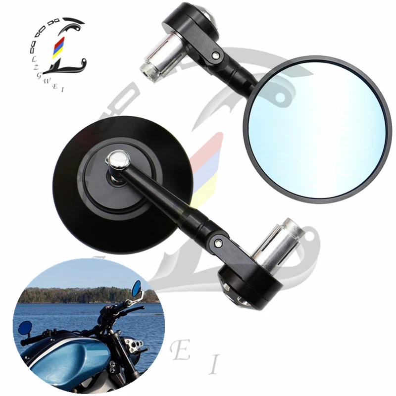 

Круглое зеркало заднего вида для Мотоцикла Suzuki Kawasaki Ducati BMW Yamaha, универсальные ручные зеркала 22 мм 25 мм, алюминий, с ЧПУ