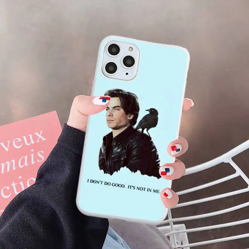 

The Vampire Diaries Stefan Damon Phone Case White Candy Color for iPhone 6 7 8 11 12 s mini pro X XS XR MAX Plus