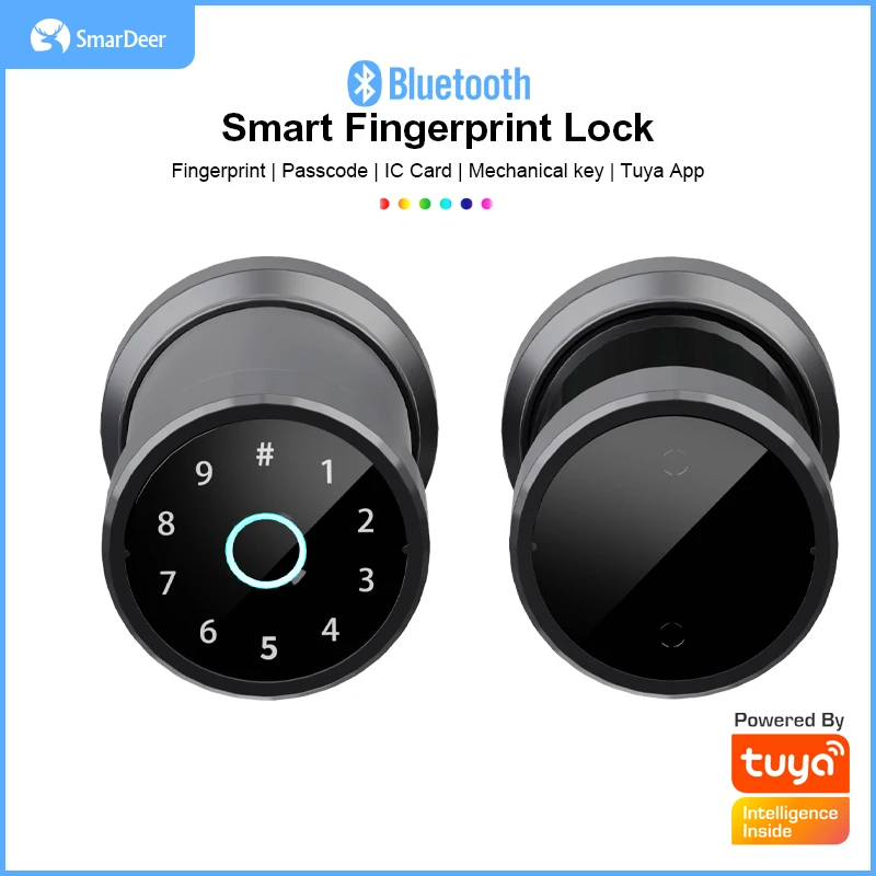 

2022 SmarDeer электронный замок для Tuya Smart Bluetooth для Smartlife Сферический внутренний сканер отпечатков пальцев электронный кодовый замок без ключа