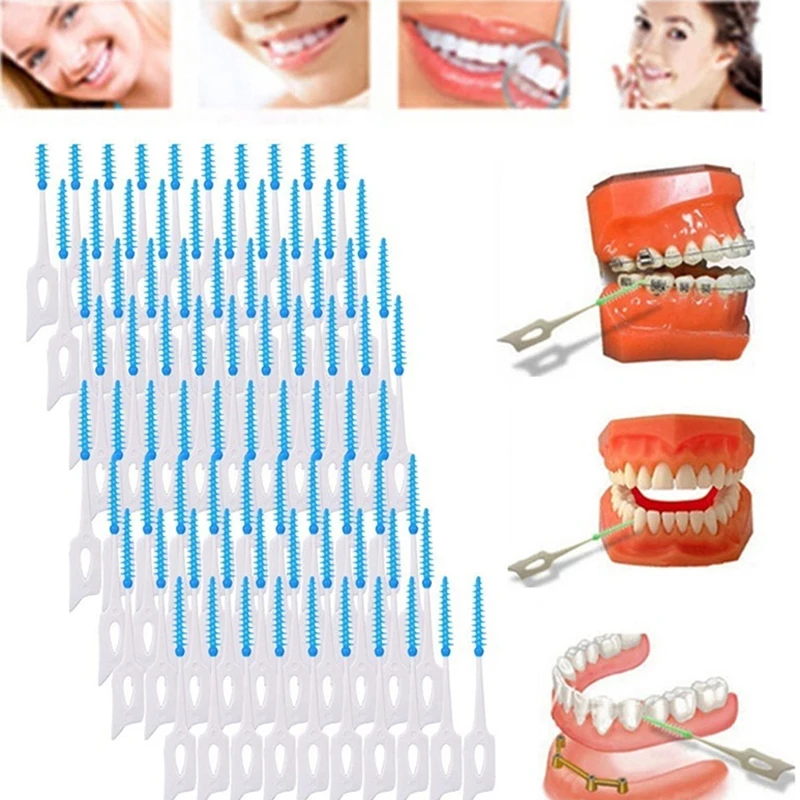 

40pcs/lot Push-Pull Interdental Brush 0.7mm Gum Interdental Brush Orthodontic Wire Brush Toothbrush Oral Care Toothpick